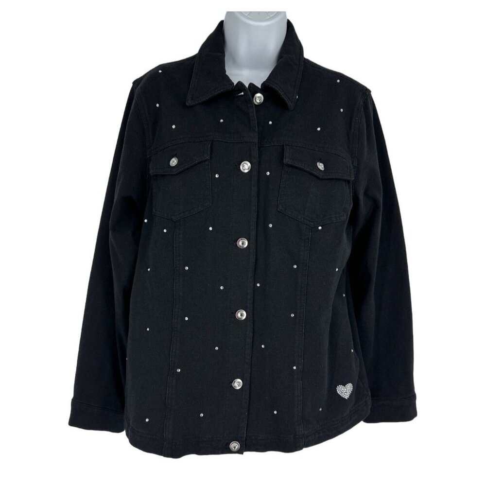 Quacker Factory Rhinestone Embellished Trucker Jacket Size M